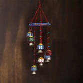 Kuber Industries Handcrafted Wall Hanging Bells with Ring|Traditional Rajasthani Hand Painted Bells for Home Decoration (Multicolor)